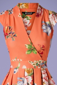 Lady V by Lady Vintage - 50s Eva Floral Swing Dress in Tangerine Dream 3