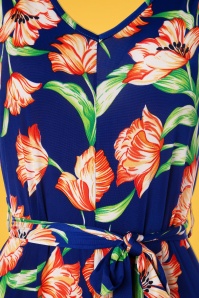 Vintage Chic for Topvintage - Sophy Jumpsuit met bloemenprint in koningsblauw 4