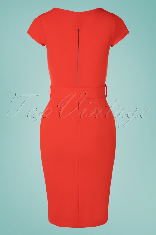 Vintage Chic for Topvintage - 50s Susannah Pencil Dress in Fiesta Orange 4