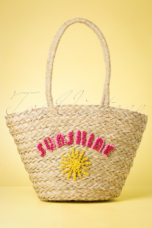 Louche - 50s Sunshine Straw Beachbag in Neutral