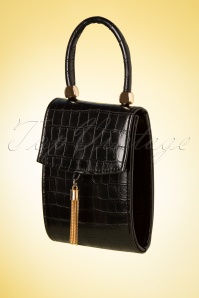 Topvintage Boutique Collection - Croco Love Evening Bag Années 50 en Noir 3