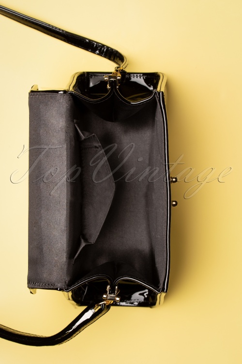 Topvintage Boutique Collection - Back Me Up Patent Evening Bag Années 50 en Noir 2