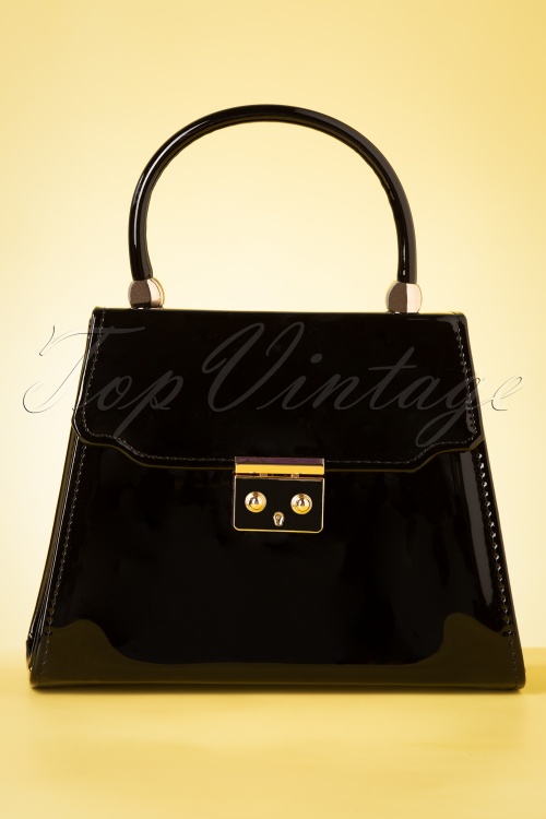 Topvintage Boutique Collection - Back Me Up Patent Evening Bag Années 50 en Noir 3