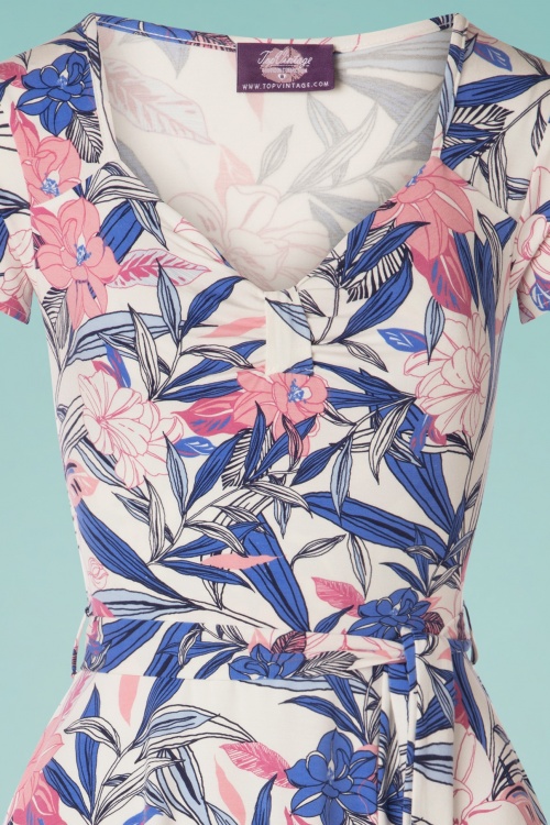 Topvintage Boutique Collection - Fabienne Flower Swing Dress Années 50 en Blanc 2