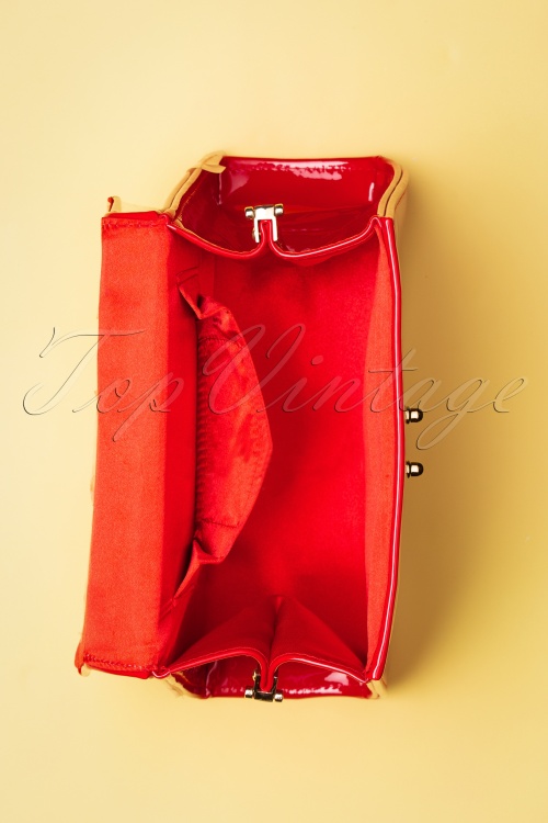 Topvintage Boutique Collection - Back Me Up Patent Evening Bag Années 50 en Rouge 3