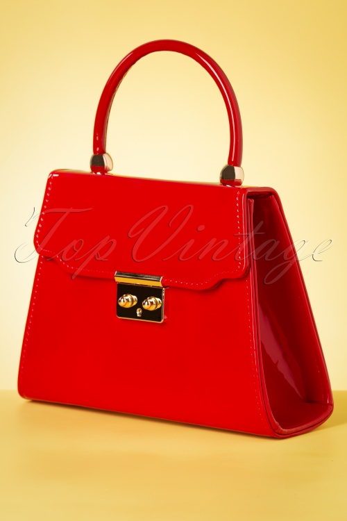 Topvintage Boutique Collection - Back Me Up Patent Evening Bag Années 50 en Rouge 4