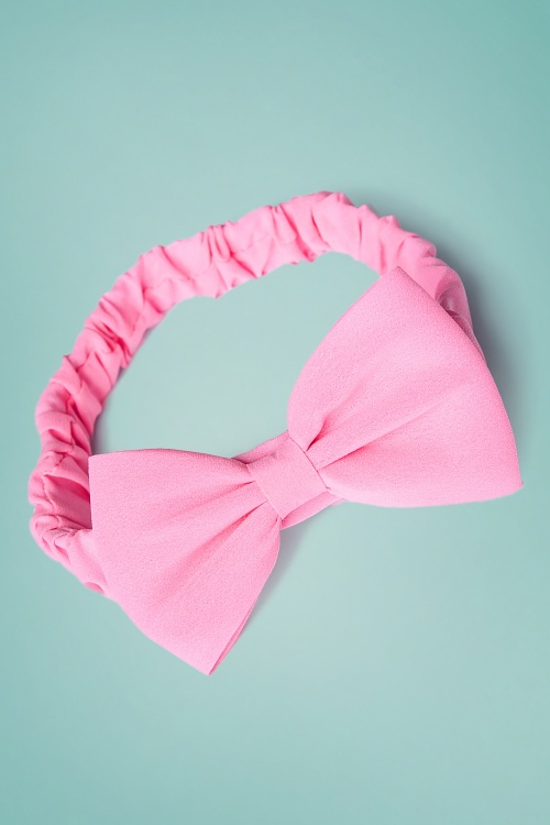 Banned Retro - Dionne Bow Head Band in Bubblegum Pink 2