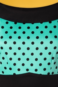 Dolly and Dotty - 50s Darlene Polkadot Swing Dress in Black and Turquoise 4
