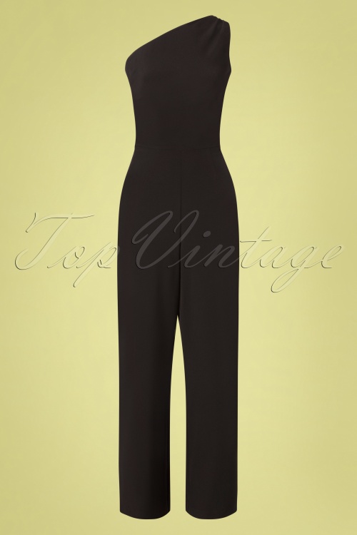 Stop Staring! - 50s Ava One Shoulder Jumpsuit in Black 2