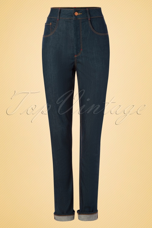 Rock-a-Booty - 50s Cleo Jeans in Classy Blue  3