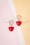 Heart and Pearl Earrings Années 50 en Rouge
