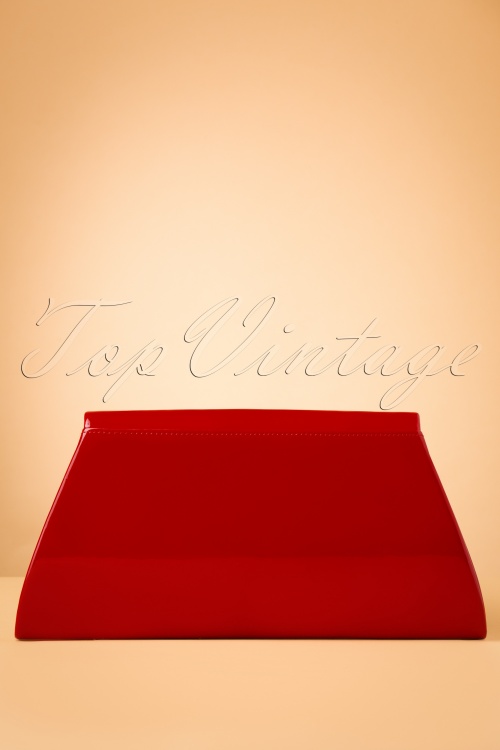 Topvintage Boutique Collection - Stella Lacquer Bow Bag Années 50 en Rouge 4
