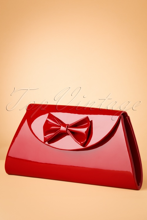 Topvintage Boutique Collection - Stella Lacquer Bow Bag Années 50 en Rouge