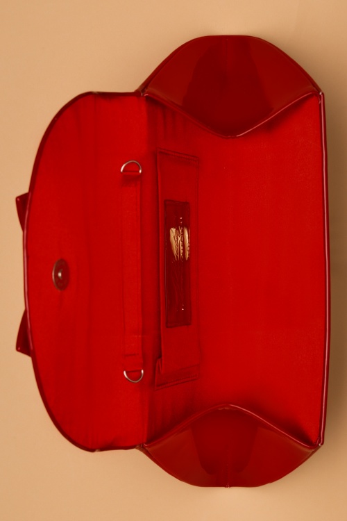 Topvintage Boutique Collection - Stella Lacquer Bow Bag Années 50 en Rouge 3
