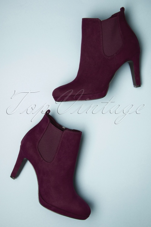 Tamaris - 50s High Heel Ankle Booties in Merlot