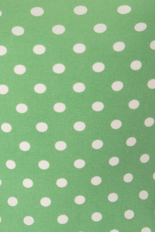 Dolly and Dotty - 50s Gloria Bardot Polkadot Top in Light Green and White 3