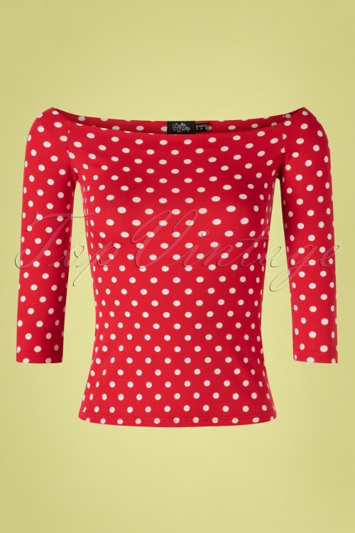 Dolly and Dotty - Gloria Bardot Polkadot Top in rood en wit