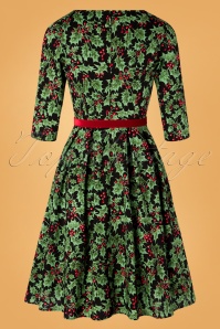 Bunny - 50s Holly Berry Swing Dress in Black 5