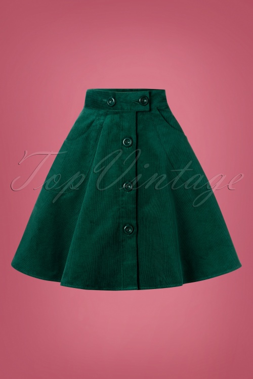 Bunny - 70s Wonder Years Mini Skirt in Teal Green Corduroy 2