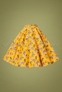 Bunny - 50s Muriel Floral Swing Skirt in Mustard 3
