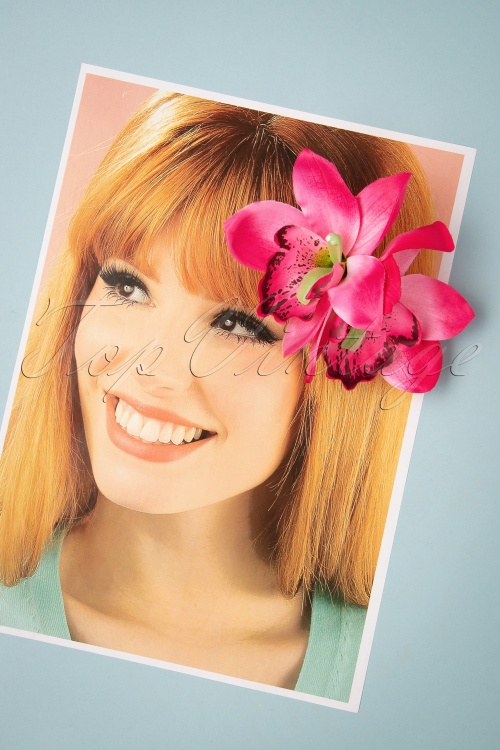 Lady Luck's Boutique - Dubbele orchidee mooie haarclip in rood