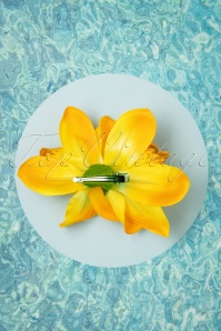Lady Luck's Boutique - Dubbele Orchid mooie haarclip in geel 3