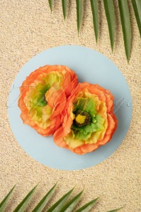 Lady Luck's Boutique - 50s Sweet May Double Hair Clip in Orange