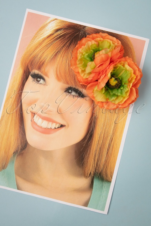 Lady Luck's Boutique - Sweet May Doppel-Haarspange in Orange 2