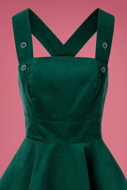 Bunny - 60s Wonder Years Pinafore Dress in Dark Green 3