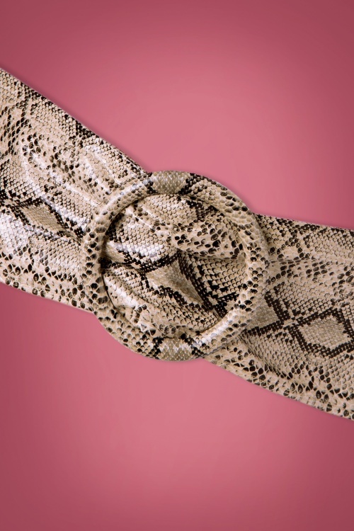 Vixen - Cora Taillengürtel aus Kunstschlangenleder in Beige 2
