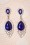 Vixen - Sapphire Jewel Drop Earrings Années 50 en Argenté