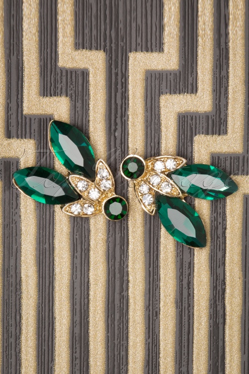Vixen - Liz Elegant Stud Earrings Années 50 en Doré et Vert