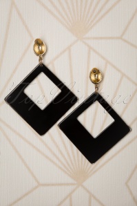 Vixen - 50s Gold Dust Acrylic Earrings in Black 3