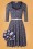 Vintage Chic for Topvintage - Briella Swing-Kleid mit Blumenmuster in Marineblau 2