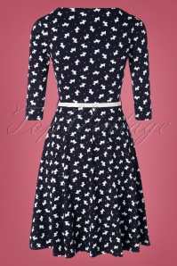 Topvintage Boutique Collection - 50s Briella Scotty Dog Swing Dress in Dark Blue 5