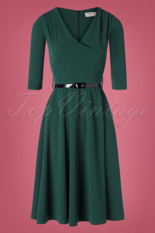 Vintage Chic for Topvintage - Leilani Swing Dress Années 50 en Vert Foncé 2