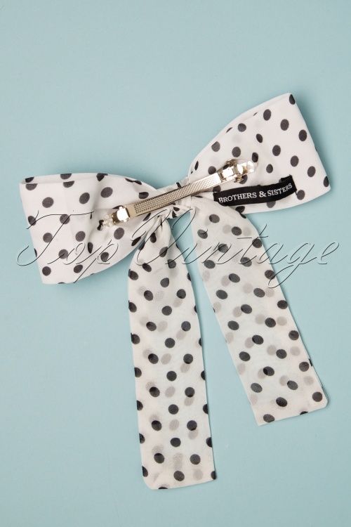 Brothers and Sisters - 50s Amandine Polkadot Bow Clip in White 3