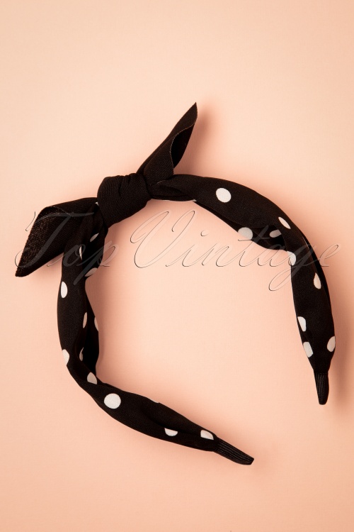 Louche - Ezekiel Polkadot Headband Années 50 en Blanc