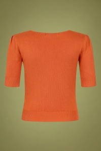 Collectif Clothing - 50s Chrissie Knitted Top in Orange 5