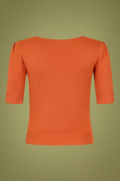 Collectif Clothing - Chrissie Knitted Top Années 50 en Orange 5