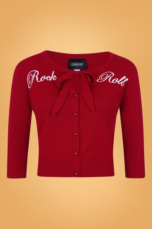 Collectif Clothing - 50s Charlene Rock Roll Cardigan in Red 2