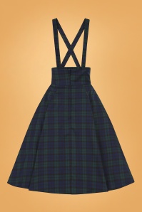 Collectif Clothing - Alexa Blackwatch Check Swing Skirt Années 50 en Bleu et Vert 4
