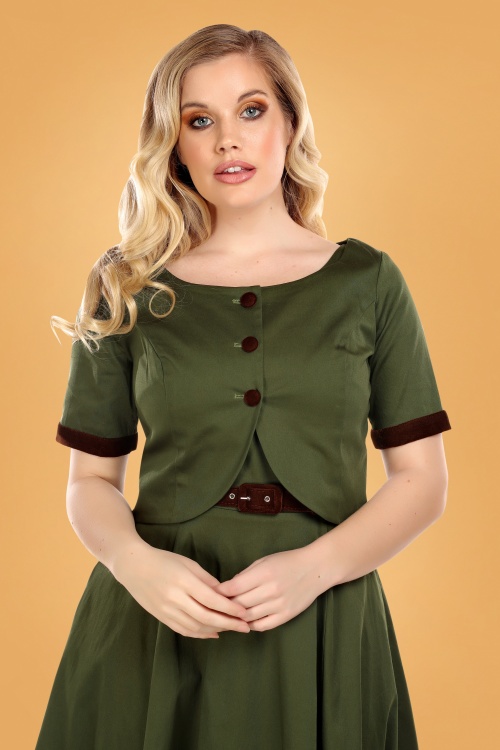 Collectif Clothing - 50s Dale Jacket in Green 2