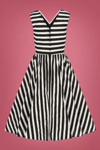 Collectif Clothing - Joanie Striped Swing Dress Années 50 en Noir et Blanc 5