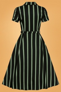 Collectif Clothing - Caterina Witch Stripes Swing Dress Années 50 en Noir 5