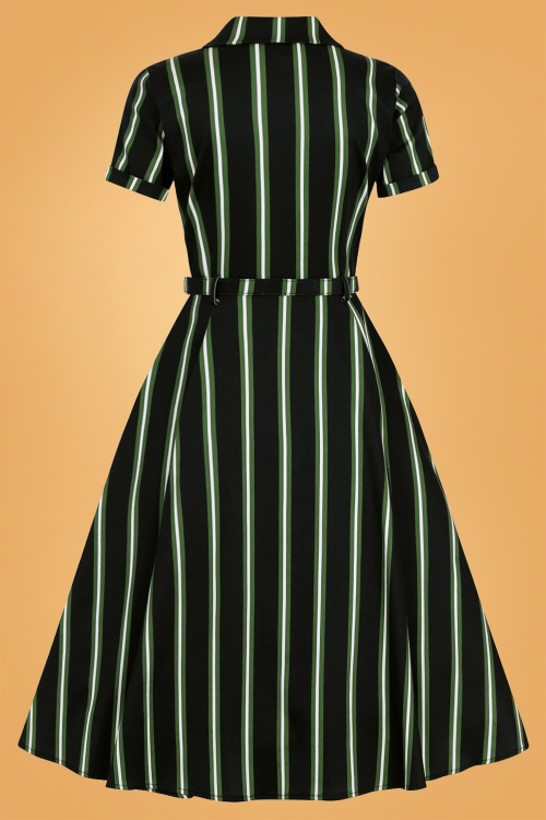 Collectif Clothing - Caterina Witch Stripes Swing Dress Années 50 en Noir 5