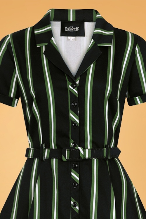 Collectif Clothing - Caterina Witch Stripes Swing Dress Années 50 en Noir 3