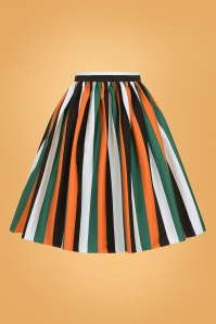 Collectif Clothing - 50s Jasmine Pumpkin Stripe Swing Skirt in Multi 2
