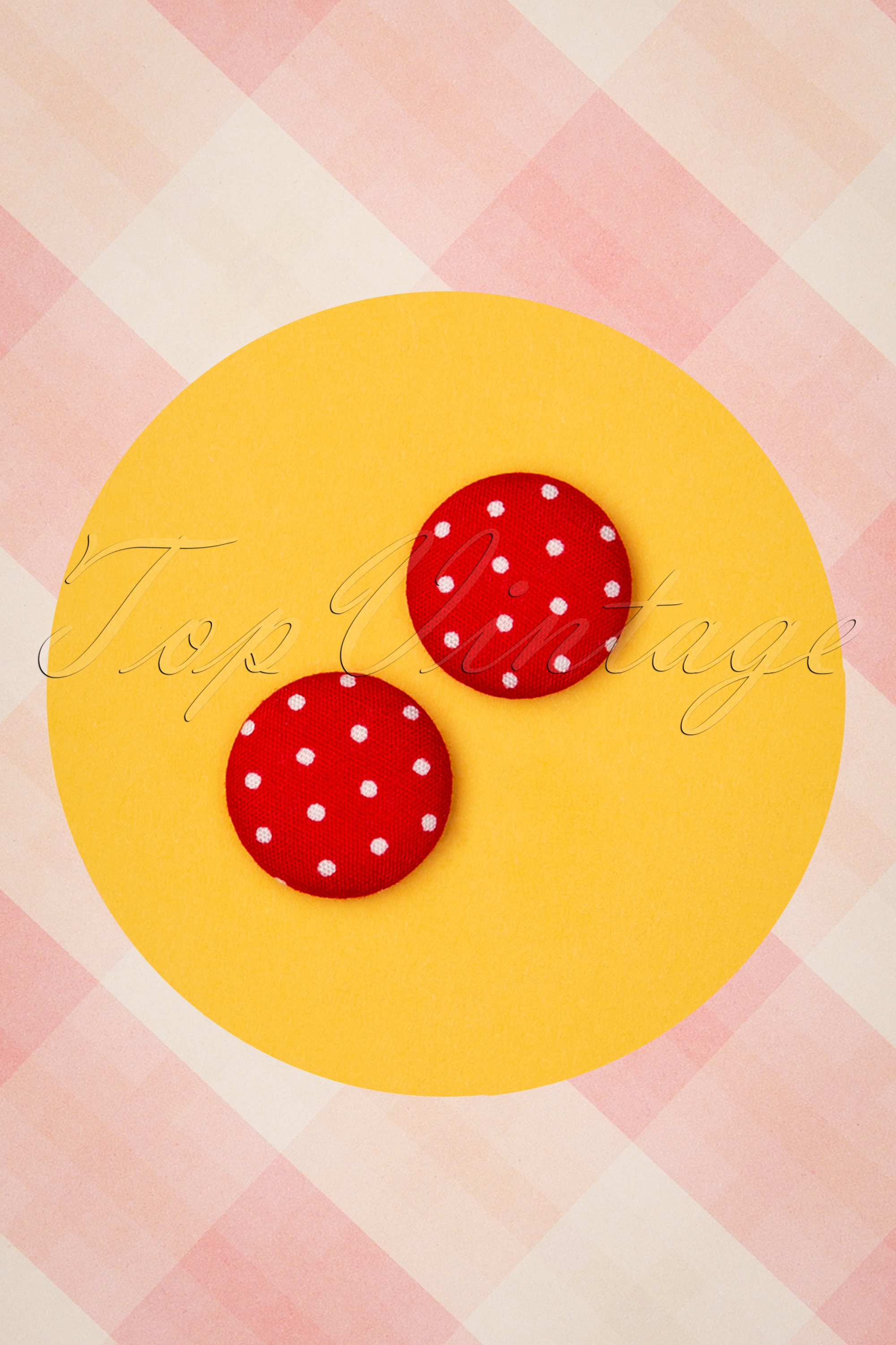 Collectif Clothing - Lois Polkadot oorstekers in rood