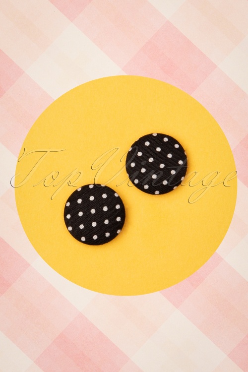 Collectif Clothing - 50s Lois Polkadot Earstuds in Black